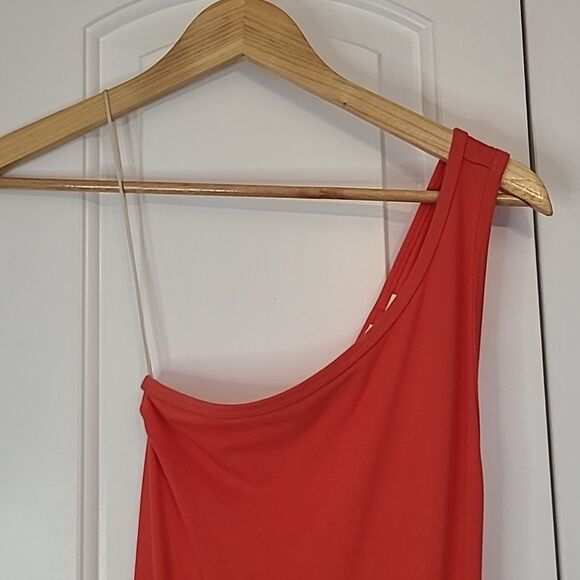 Aritzia Wilfred One-Shoulder Midi Knit Dress Red Size S - Picture 3 of 12